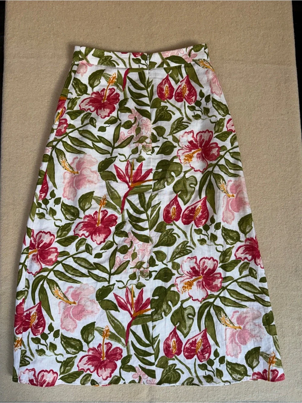 Reformation jonas skirt in Kauai 100% linen Floral Midi Skirt size 2